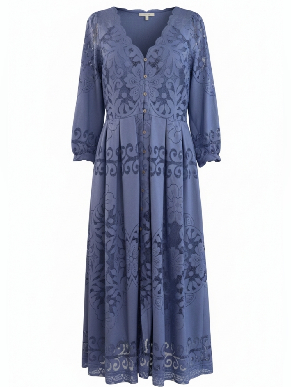 FREE PEOPLE Shadow Dance Midi Dress Periwinkle Blue Lace Button Front Small NWT